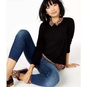 Charter Club Animal Print Cashmere Layered Sweater